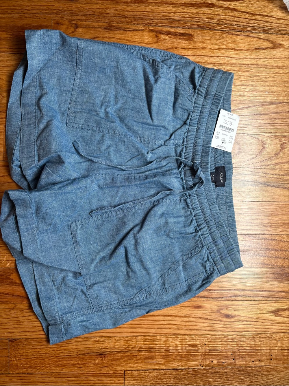 J Crew Blue Chambray Elastic Waist Shorts